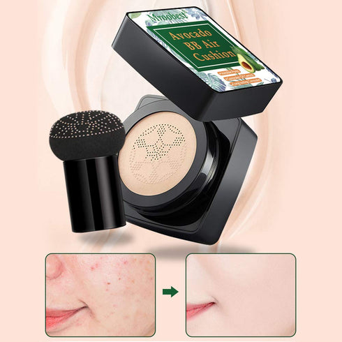 BB Mushroom Air Cushion, Avocado BB/CC Cream, All-Day Lasting Nude Foundation, Even Skin Tone Makeup Base, Easy to Apply, Thin, Moist...