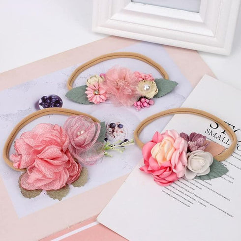 Toptim Baby Floral with Nylon Headbands for Newborn Girls Shower Photo (6 Colors)...