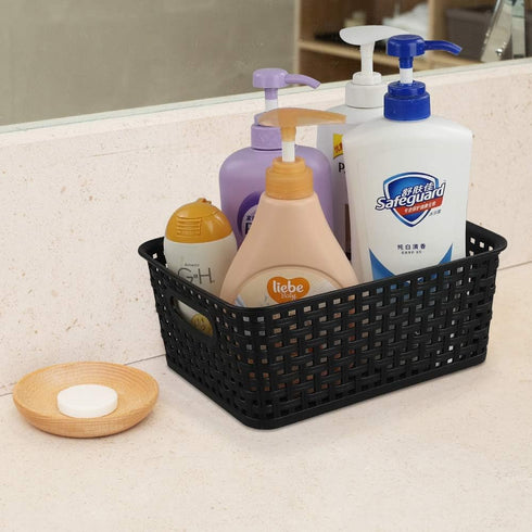 6-pack Black Woven Plastic Storage Baskets Organizing Bins...