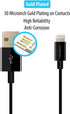 HomeSpot 8pin Cable Fast Charging USB Power Charge & Sync Cable Cord for Smartphones & Tablets Black 1 Pack...