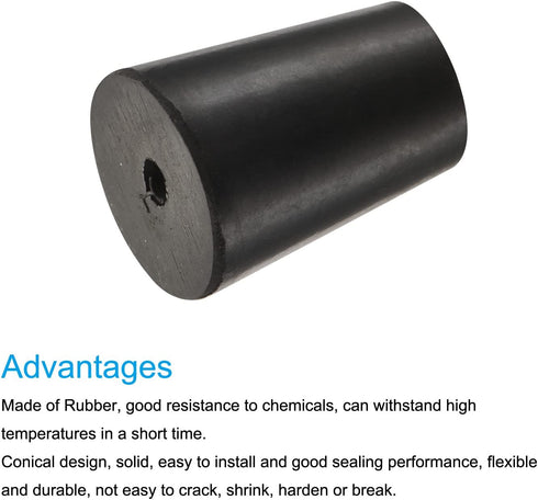 MECCANIXITY Rubber Tapered Plug 14mm to 19mm with Hole Test Tubes Bungs Stopper Black for Lab Home 10 Pieces...