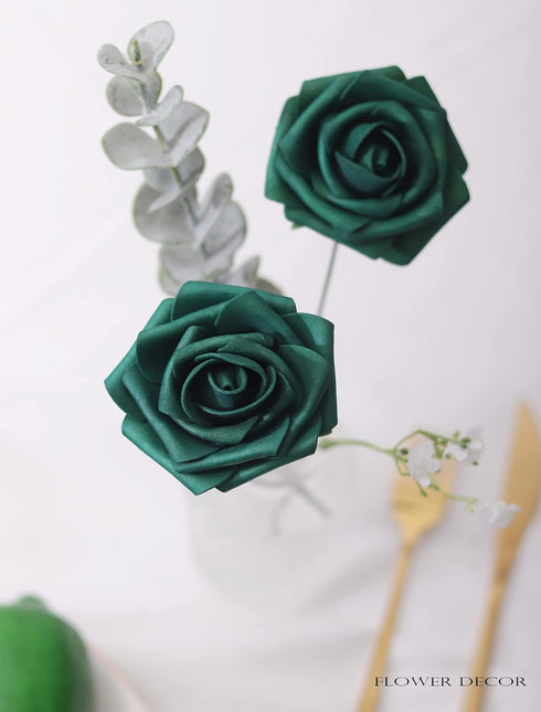 50pcs Artificial Flower?Real Touch Artificial Foam Roses Decoration DIY for Wedding Bridesmaid Bridal Bouquet Centerpieces Party -Army Green...