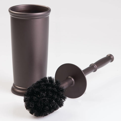 mDesign Toilet Bowl Brush and Holder - Covered Bathroom Toilet Brush - Standing Toilet Bowl Scrubber in Modern Holder - Compact, Space Saving, Dee...