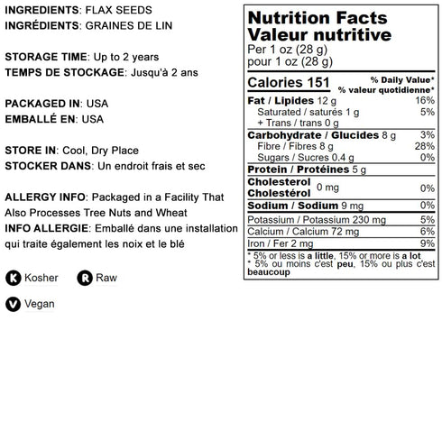 Food to Live - Brown Flax Seeds, 4 Ounces Raw Whole Flaxseed, Kosher, Vegan, Bulk. High Dietary Fiber Food. Rich in Omega-3 Fats. Great for Salads...