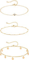 Anklet Bracelets for Women 14K Gold Jewelry Set Waterproof Layered Tennis Satellite Link Chain Anklets Set Gold Anklets Adjustable Size 3pc...