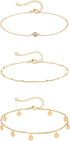 Anklet Bracelets for Women 14K Gold Jewelry Set Waterproof Layered Tennis Satellite Link Chain Anklets Set Gold Anklets Adjustable Size 3pc...