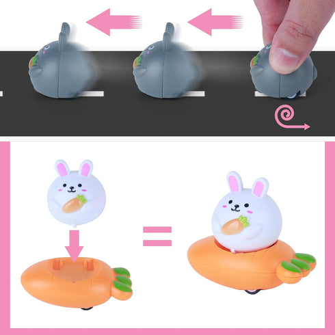 Ganowo 12PCS Prefilled Easter Eggs with Pull-Back Rabbit Carrot Easter Surprise Eggs Car Toys for Easter Party Favor...