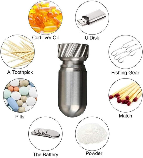 Small Titanium Pill Case with Keychain, Waterproof Pill Holder Container, Portable Mini Size Pill Box Case for Outdoor Travel Camping......