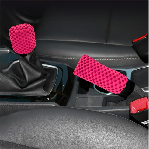 2 PCS Car Gear Shift Knob Cover & Handbrake Cover, Comfortable Anti-Slip Auto Shift Knob Protector, No Scratch Hand Brake Lever Handle Cover(Rose ...