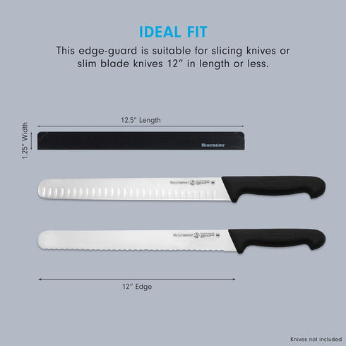 Messermeister 12” Slicer Edge-Guard, Black - Fashionable & Functional Knife Protector for Carving & Slim-Blade Knives - 2 Blade Entry Notches - 12...
