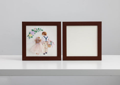 Ebherys 9.5x9.5 Hand Embroidery Frame in Red - Displays Cross Embroidery Displaying Frame 7.5x7.5 With Cardboard - Composite Wood, Metal Tabs, Tab...