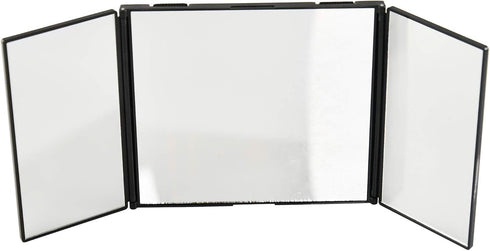 Home-X Large Car Vanity Mirror with Trifold Design, Travel Accessories for Car, Foldable Vanity, Makeup Travel Vanity, Strap-On Car Mirror, 12" L ...