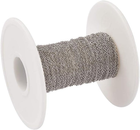 Pandahall 32.8 Feet/10M 304 Stainless Steel Cross Chains with Spool 1.1x0.3mm for Bracelet Necklace Jewelry Making...