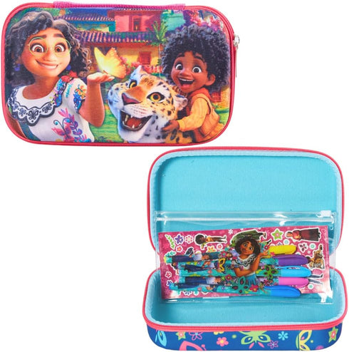 Innovative Designs Disney Encanto Pencil Case Set with Stickers and Gel Pens for Kids, Molded with Zip Closure, Pink...