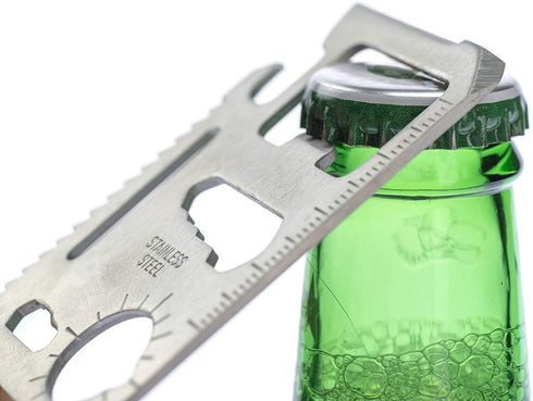 Stainless Steel Survival Pocket Tool - 11-in-1 Multipurpose Silver Beer Bottle Opener/Portable Wallet Pocket Size/Gifts for Men and Women(4-Pack)...