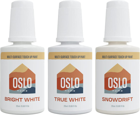 3 White Color Touch Up Paint Kit – Most Popular Home and Rental Colors with Brush in Bottle - For Repairs, Walls, Trim, Cabinets, Furniture, Shutt...