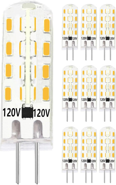 G4 AC 120V Led Light Bulb 2W Equivalent to 20W Warm White 3000K 200lm Bi-pin Base G4 Bulbs 120V Pack of 10...
