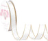 VATIN Double Faced Satin Ribbon 5/8 inch White with Gold Edge Continuous 25 Yards for Decoration, Craft, Gift Wrappping Wedding Card Decoration...