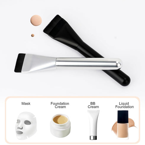 Ultrathin Foundation Brush for Liquid Makeup,Flat Spatula Liquid Foundation Brush Premium Face Korean Makeup Brush for Blending Cream (Silver)...