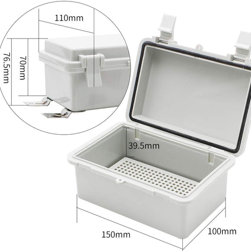 MAKERELE Outside Electrical Box Waterproof with Lock and Wall Bracket 5.9"3.9"2.8" (15010070mm) Hinged Cover Grey Plastic Clip Project ABS Plastic...