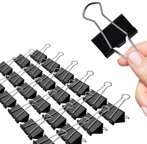 Binder Clips, 24 Pack, 1.6 Inch, Non-Standard 41mm, Black, Capacity 0.66 Inch, Large Binder Clips, Paper Binder Clips, Large Paper Clips, Office C...