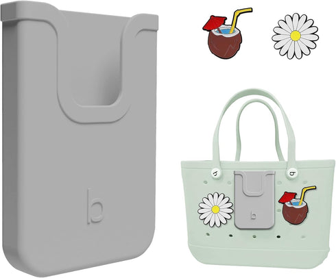 Silicone Phone Holder Compatible with Bogg Bag, Soft Silicone Charm Insert Accessories and Attachment for Bogg Beach Bags, Generic & Portable Size...