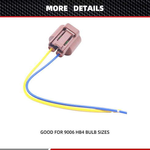 HiSport 9006 headlight plug Female Adapters Connector Wiring Harness Sockets Wire Plug Pigtails Compatible with High/Low Beam Or Fog Lights Use Re...