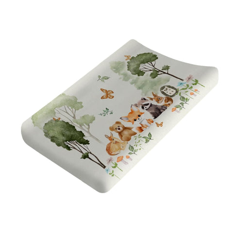 Cute Woodland Animals Forest Changing Pad Covers Bear Raccoon Fox Deer Rabbit Hedgehog Diaper Change Table Sheets for Boys Girls Soft Stretchy Bab...