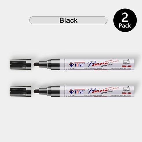 TFIVE Black Permanent Paint Marker Pens - 2 Count Oil Based Marker Pen, Medium Tip, Waterproof & Quick Dry, for Office, Art projects, Rock Paintin...
