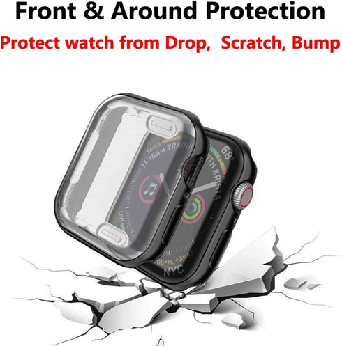 HANKN 4 Pack Case Compatible with Apple Watch Series 9 8 7 - 45mm Screen Protector Case, Soft TPU Full Coverage Plated Shockproof Smartwatch iWatc...