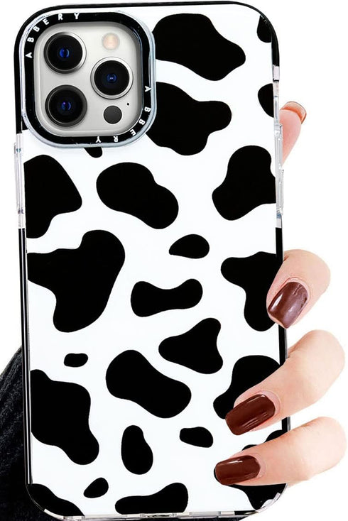 Abbery Designed for iPhone 12 Pro Max Case Cow, Cute Clear with Cow Print Pattern Design Soft Silicone TPU Sturdy Shockproof Protective Woman Girl...