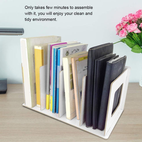 Fdit Wooden Desktop Bookshelf Rack Storage Shelf Bookcase for Home School Office Organizer(Warm White)...