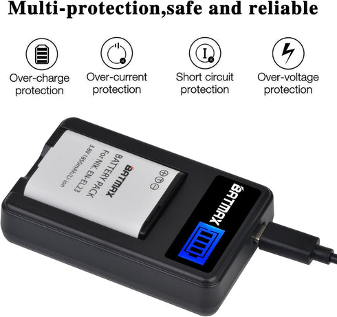 Batmax 2X EN-EL23 EN EL23 Battery + Quick LCD Charger for Nikon Coolpix P600, P610, B700, P900, S810c Digital Cameras...