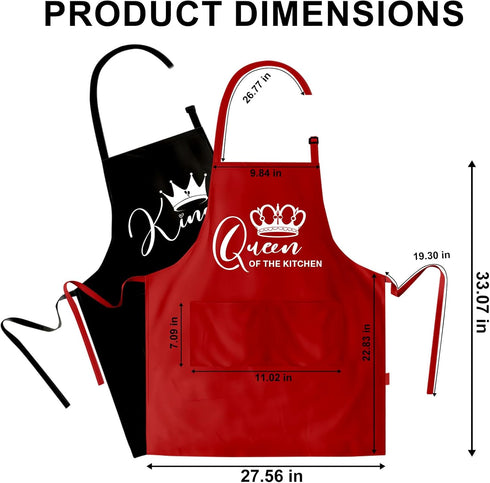 King Queen Apron Set Couple Aprons for Valentine's Day gifts His and Her Aprons for Couples...