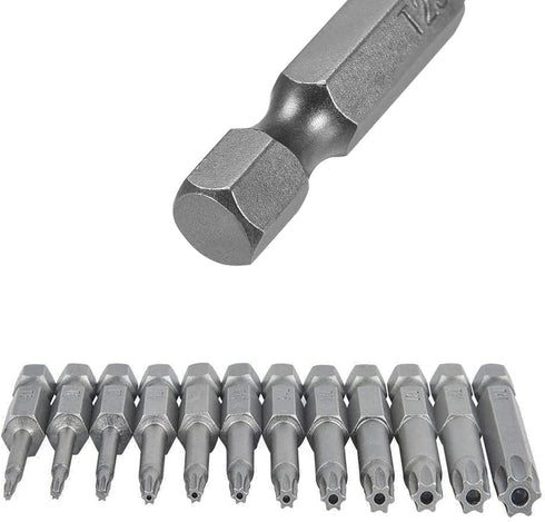 12PCS T5-T40 Torx Screwdriver Bit Set S2 Steel Magnetic Tamper Proof Star Security Torx Head Screwdriver Bits 1/4 Inch Hex Shank Screw Driver Dril...