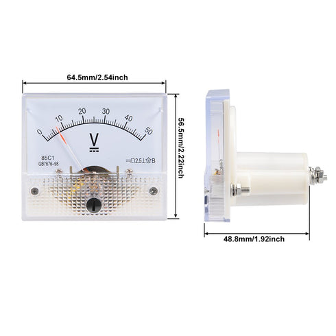 uxcell DC 0-50V Analog Panel Voltage Gauge Volt Meter 85C1 2.5% Error...