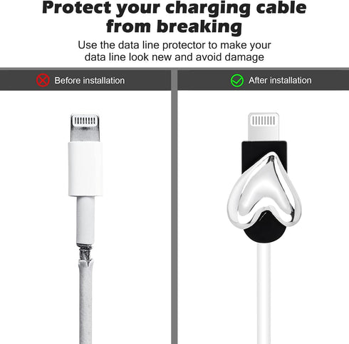 DIY Cable Protector Set Compatible for iPhone Charger, Electroplating Love Heart Design,Data Line USB Case Wire Cable Saver Phone Charger Protecti...