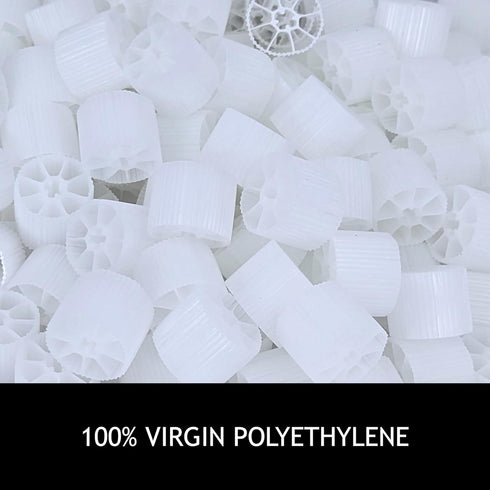 Moving Bed Bio Filter Media - 20mm, White, for Koi Ponds, Aquariums, Aquaculture, Aquaponics (100 pcs)...