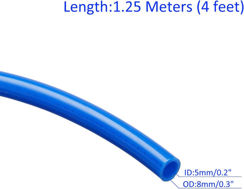 Pneumatic Tubing - Air Compressor PU Line Hose Apply to Water Fluid Transfer(5mm ID x 8mm OD, 4 Ft Length, Blue)...