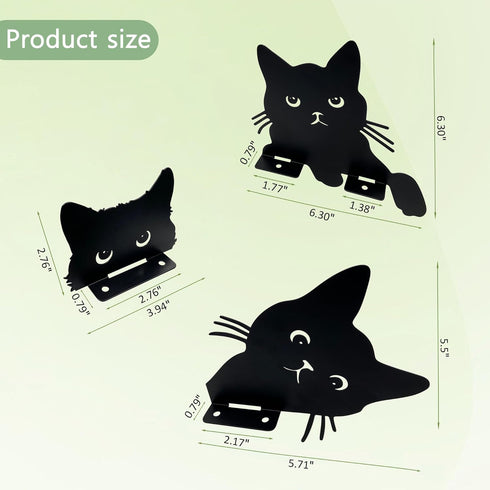 Peeping Cat Metal Garden Decor,Cute Cat Garden Decor,Cat Garden Statue,Black Cat Statue for Indoor and Outdoor,Cat Lover Gifts for Women,Set of 3 ...