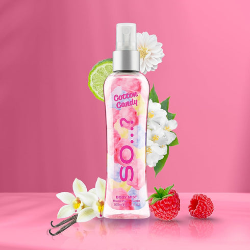 So…? Cotton Candy Body Mist Perfume for Women - Sweet Vanilla Perfume with Notes of Bergamot, Raspberry, Candy Floss - Gifts for Women - 3.5 oz...