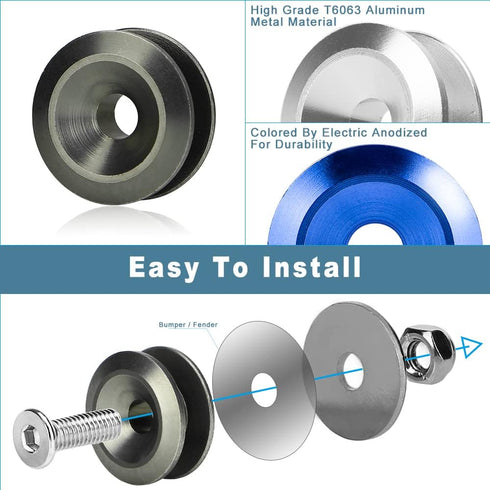 JDM Bumper Quick Release Front Rear Bumper Fasteners, 4 Piece (Gray), 8 x O-Ring...