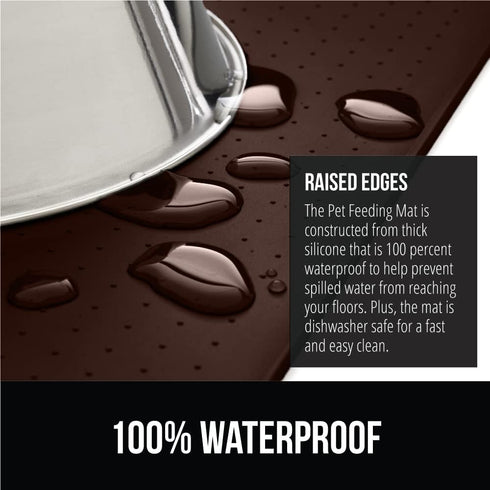 Gorilla Grip 100% Waterproof Raised Edge BPA Free Silicone Pet Feeding Mat, Dog Cat Food Mats Contain Spills Protects Floors, Placemats for Cats a...