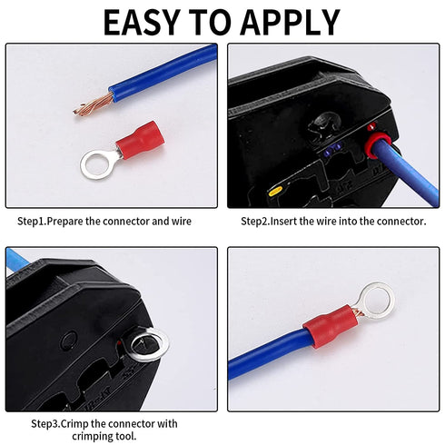 200 Pcs Mixed Quick Disconnect Electrical Ring Terminals, Insulated O Ring Crimp Terminals Connectors, Electrical Wire Crimp Terminals Connectors ...