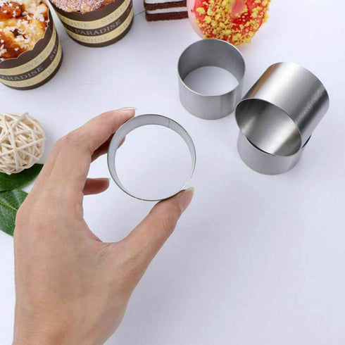 5Pcs Round Cake Rings Mold, 2-Inch Mini Cake & Pastry Ring, Stainless Steel Mousse Dessert Rings Set Cake Cookie Biscuit Cutter Muffin Baking Mold...