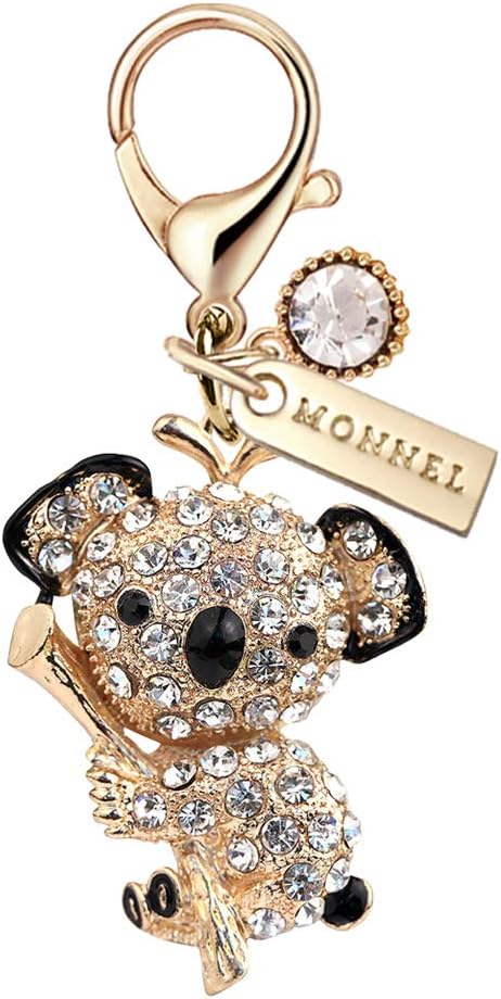 MC124 Crystal Big Koala Bear Lobster Clasp Charm Pendant with Pouch Bag (1 piece)...
