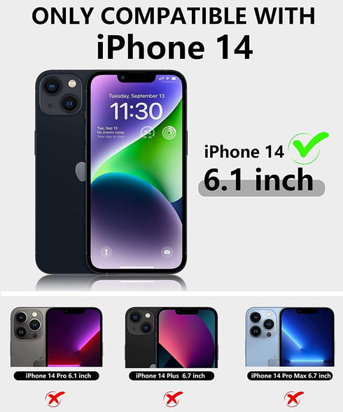 for iPhone 14 Case & iPhone 13 Case 6.1" with 2 Screen Protector Tempered Glass, Heavy Duty Military Grade Full Body Protection Drop-Proof Phone C...