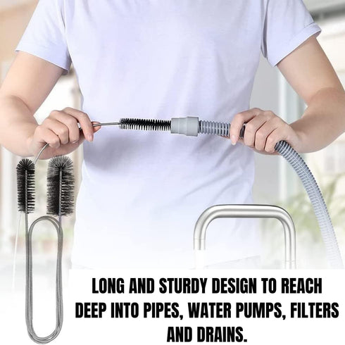 Flexible Drain Cleaner Brush (72" Long) for Clogs, Drains, Bottles, Pipes, Bathtub, Shower, Kitchen and Bathroom Sink, Heavy-Duty Double Ended Nyl...