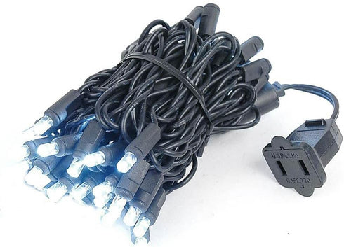 Novelty Lights 50 Light LED Christmas Mini Light Set, Outdoor Lighting Party Patio String Lights, Pure White, Black Wire, 11 Feet...