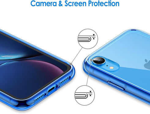 JETech Case for iPhone XR 6.1-Inch, Non-Yellowing Shockproof Phone Bumper Cover, Anti-Scratch Clear Back (Blue)...